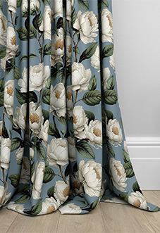 Henley, Henleys Vine Raffs Blue - Made to Measure Curtains